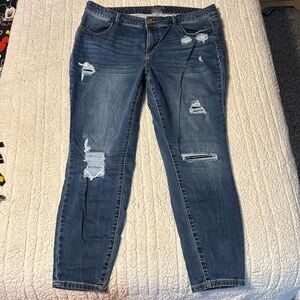 Distressed Denim Blue Jean, mid-rise